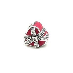 Pandora Pink Enamel Wrapped Cz Heart Charm